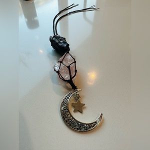 Moon and crystal pendant
